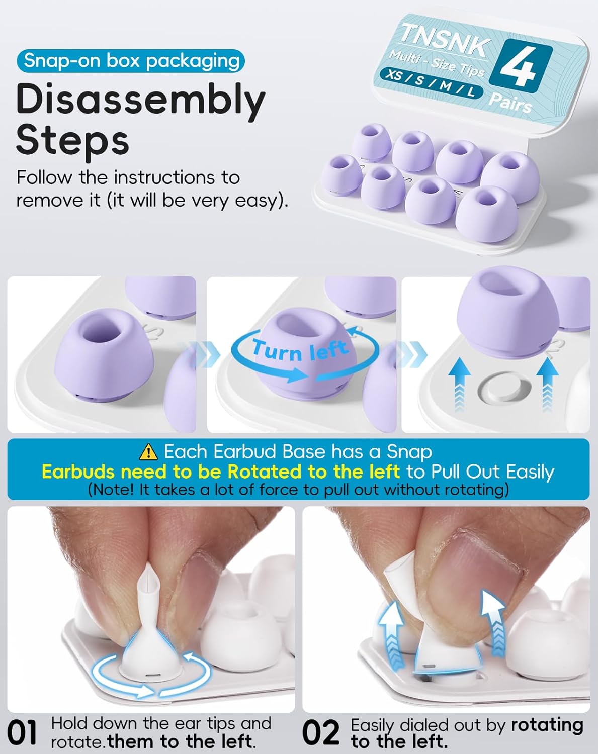 Thumbnail 5 de TNSNK Ersatz-Ohrstöpsel (4 Paar) für AirPods Pro 1/2 & USB‑C mit Noise-Reduzierung und Reinigungsset