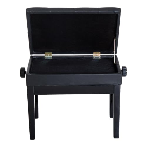 Thumbnail 6 de HOMCOM Banco de Piano con Storage y Patas de Madera, 54,5x33x48-58 cm Negro