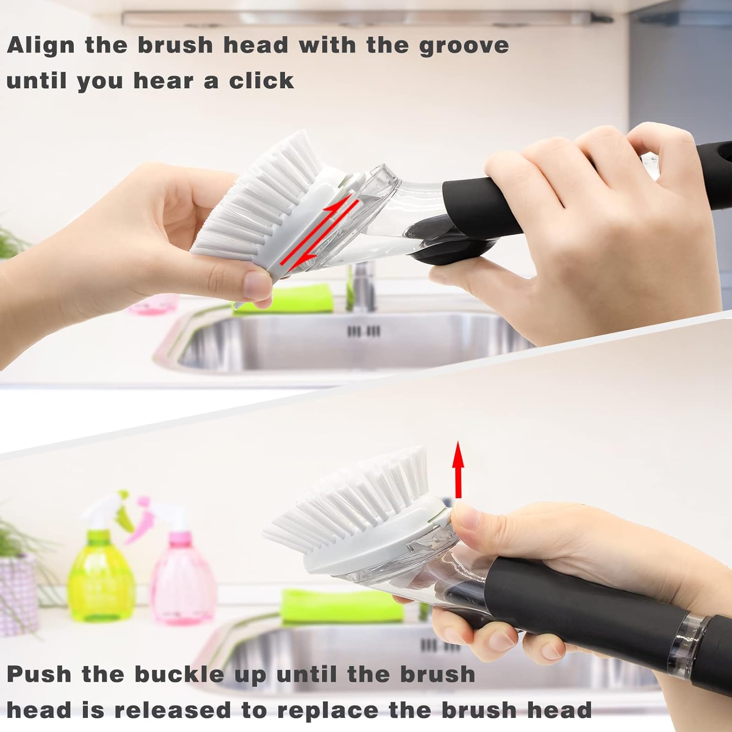 Detalle de Brush Refills for OXO Dish Brush - 4 Pack Dish Brush Cleaning Soap Dispensing Head Replacement for Scrubber (White)