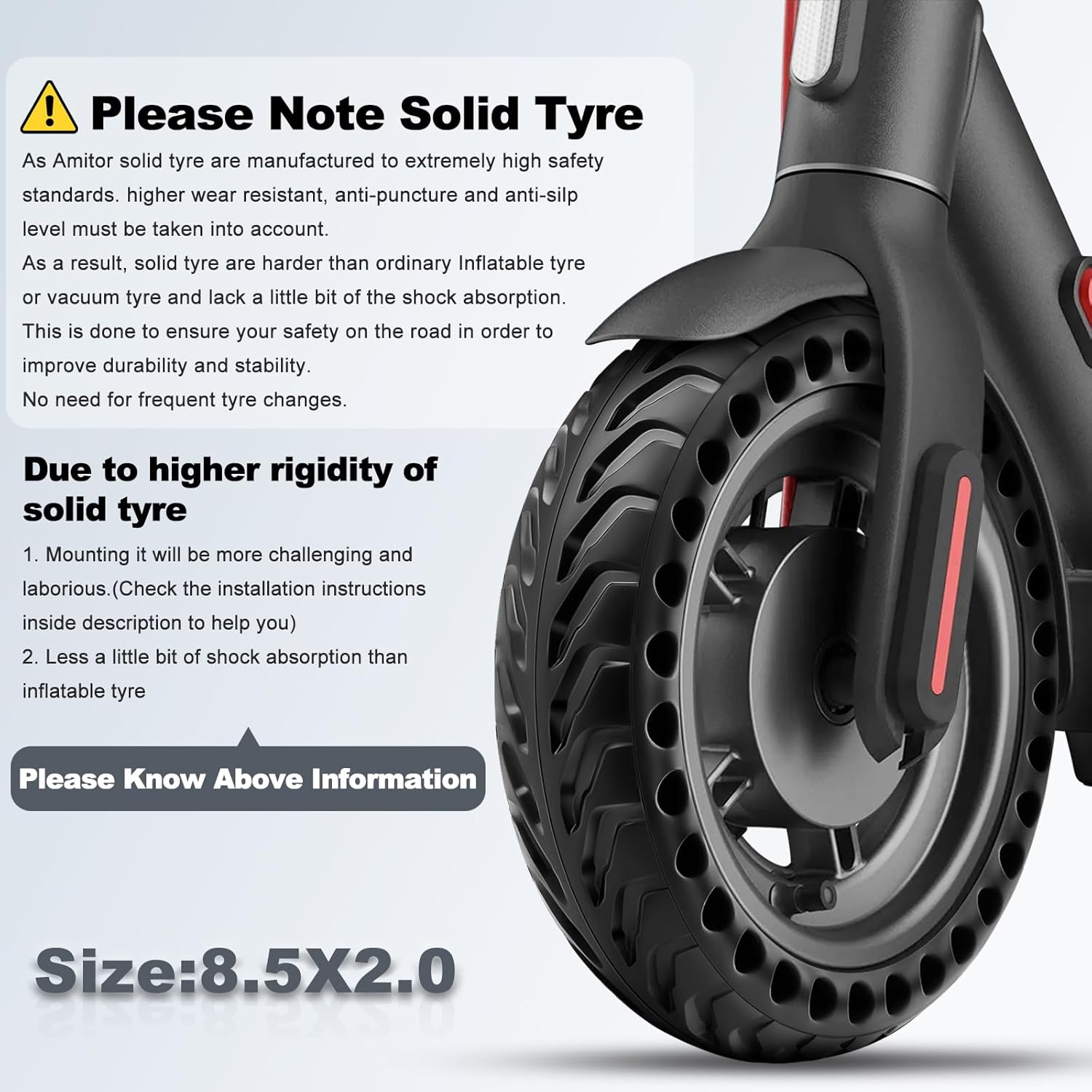 Thumbnail 2 de Amitor E-Scooter Reifen 8 1/2 x 2 Vollgummi (2er-Set) für Xiaomi Pro 2, 1S, M365 & Co.