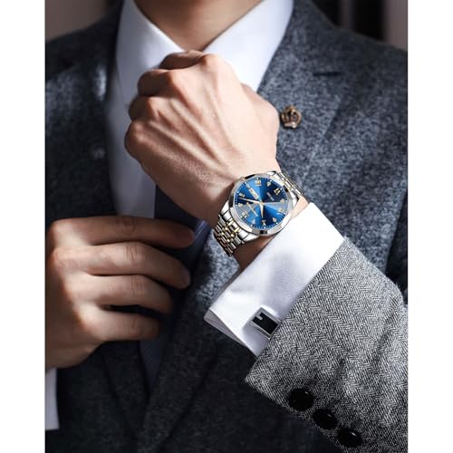 Thumbnail 4 de PINDOWS Men's Two-Tone Stainless Steel Quartz Watch with Day-Date and Luminous Dial