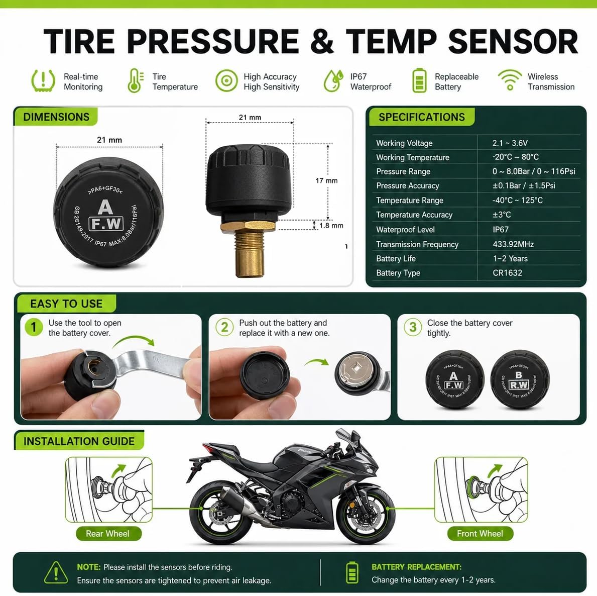 Thumbnail 1 de Aoocci C6 PRO Motorcycle Dash Cam: Front & Rear 1080P Dual Recording with CarPlay, GPS, and IP67
