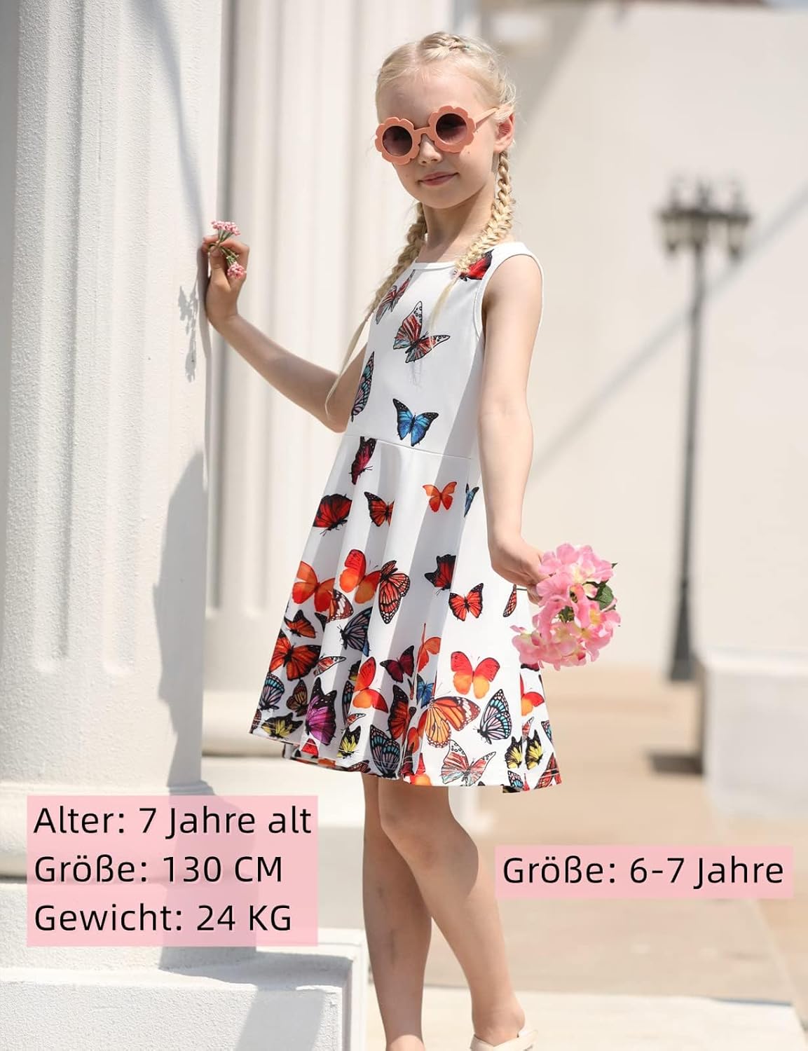 Thumbnail 4 de AIDEAONE Mädchenkleid „Schmetterling“ A-Linie ärmellos (4–12 Jahre)