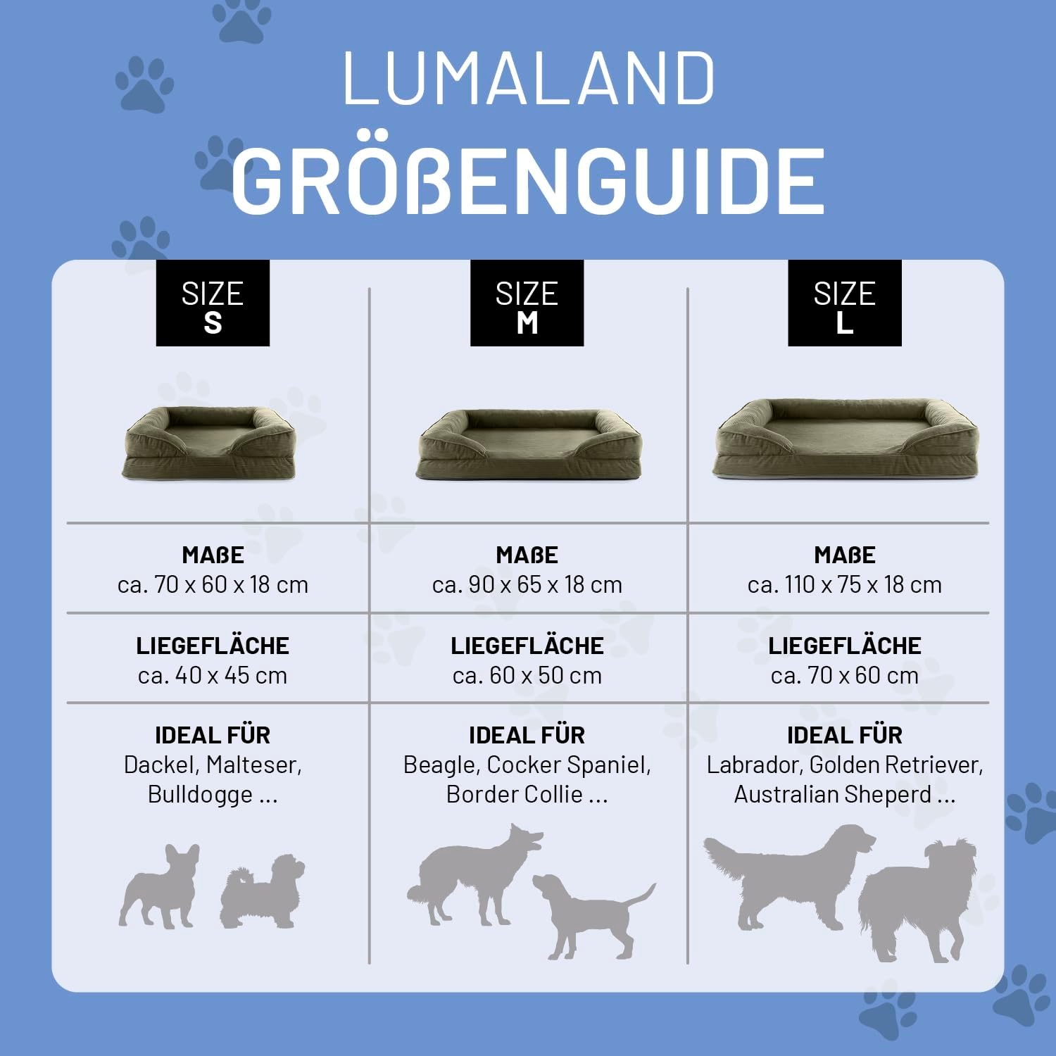 Thumbnail 6 de Lumaland orthopädisches Hundebett Cord 70x60
