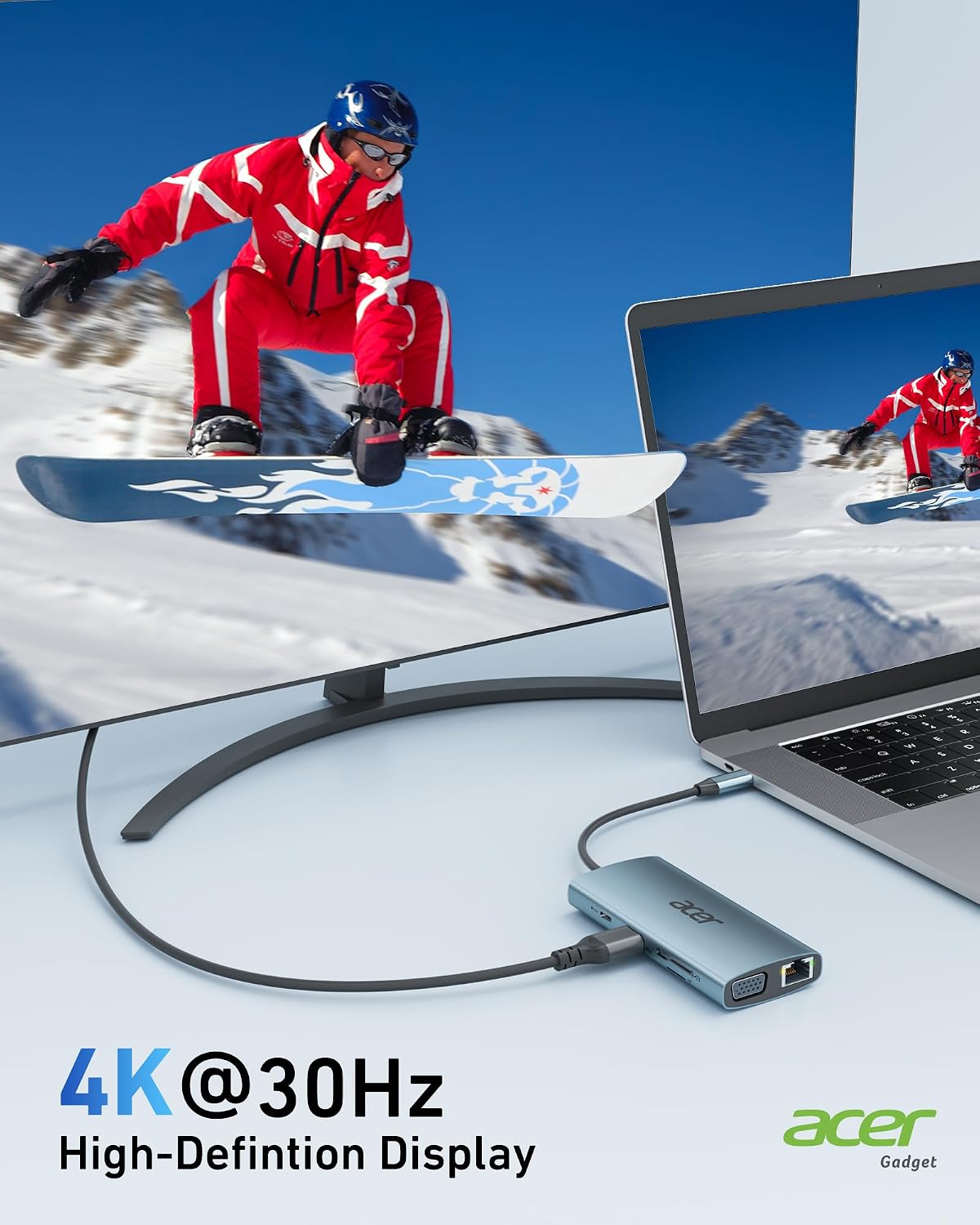 Detalle de Acer USB‑C 9‑in‑1 Hub with 100W PD ⚡🖥