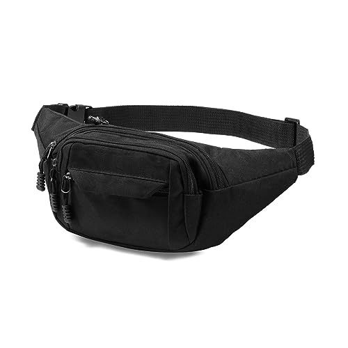 Detalle de Vinabo Sac Banane Noir pour Femme et Homme — 4 Poches Zippées, Réglable