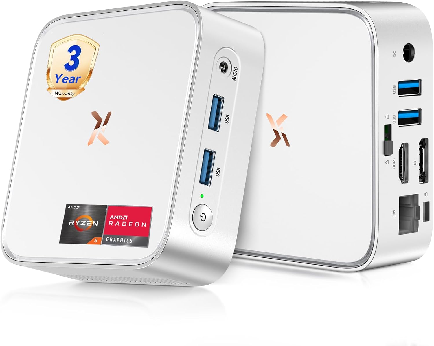 Detalle de Huidun H80 Mini PC with Ryzen 5 - Win 11 Pro, 16GB RAM, 512GB SSD, 4K@60Hz