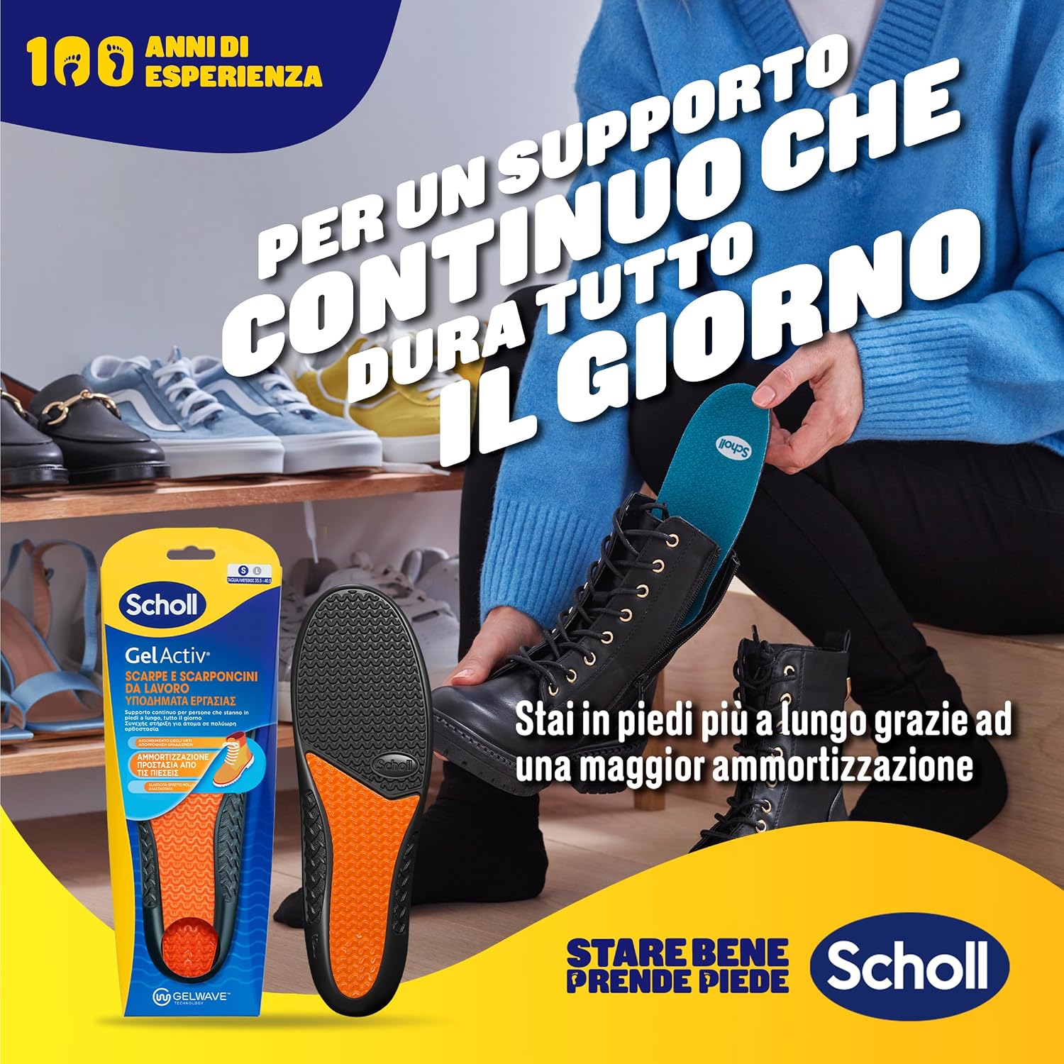 Detalle de Dr. Scholl's GelActiv Solette per Scarpe e Scarponcini da Lavoro – GelWave, Taglia 35.5–40.5