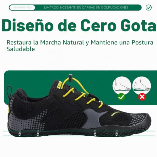 Detalle de SAGUARO zapatillas barefoot minimalistas, zero drop, puntera ancha y suela de goma