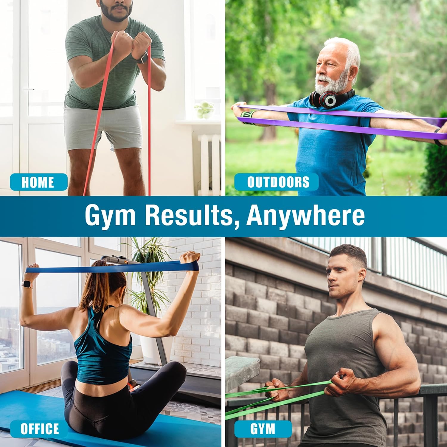 Detalle 2 de Beenax Resistance Bands Pull Up Set (5 Levels) with Grip Pads & Door Anchor