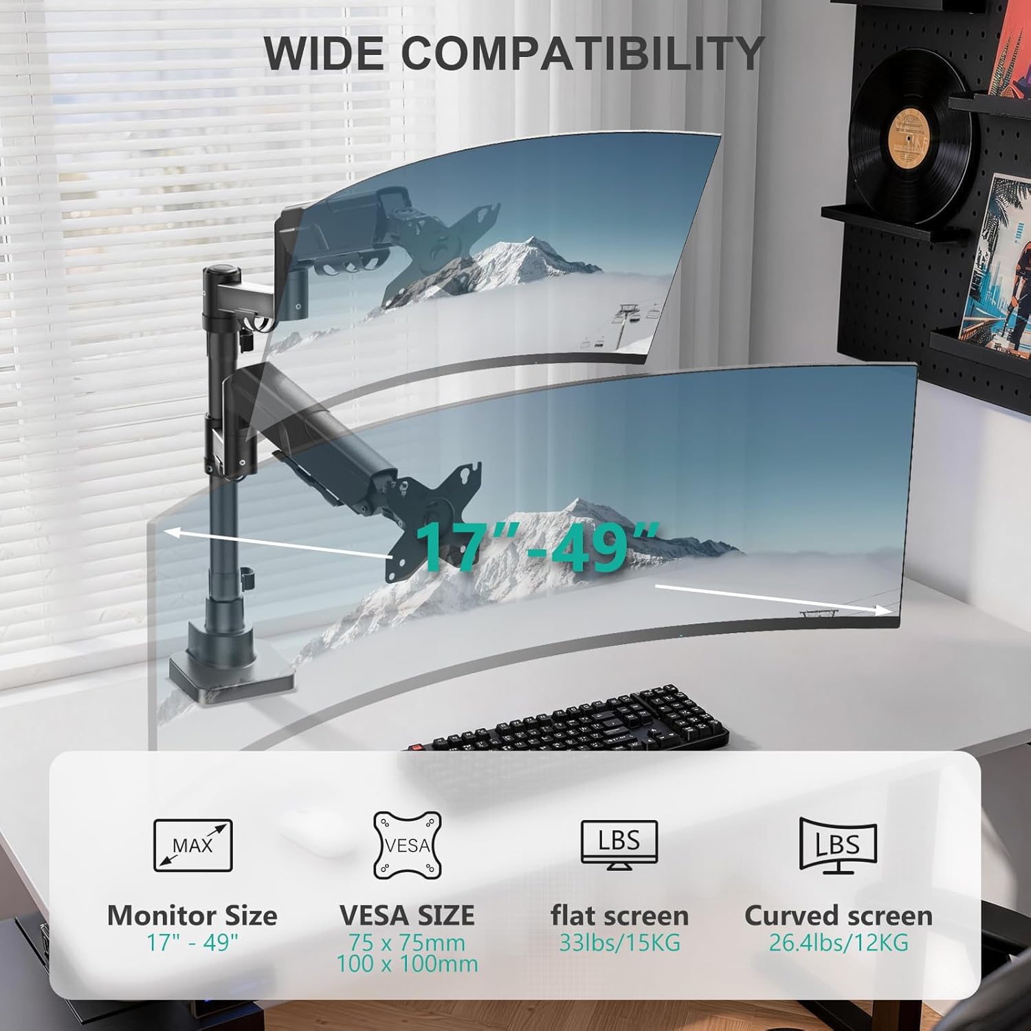 Thumbnail 1 de WALI Vertical Dual Monitor Mount for 17-49 inch Ultrawide Screens