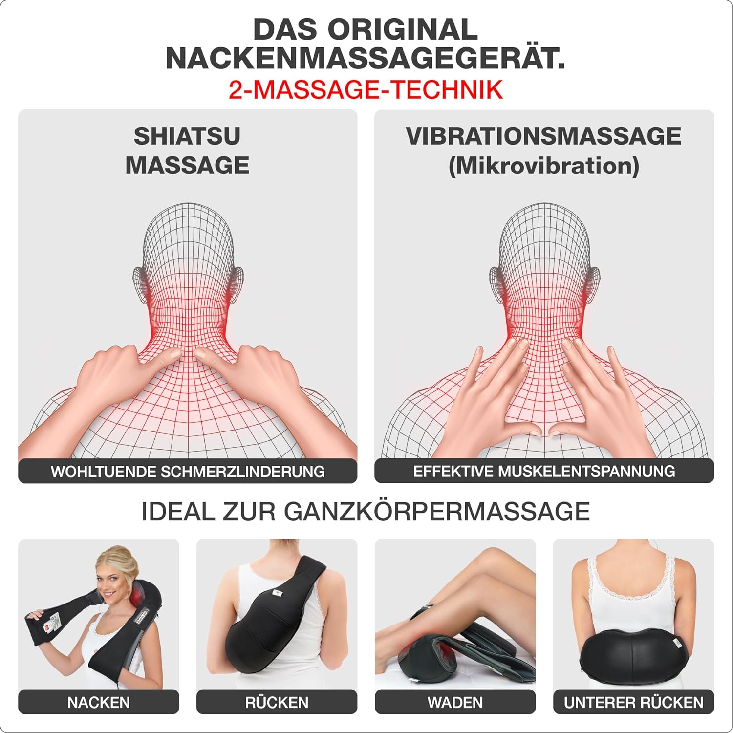 Thumbnail 2 de DONNERBERG Das Original Nackenmassagegerät mit Wärme – Shiatsu, 3 Intensitäten und 7 Jahre Garantie