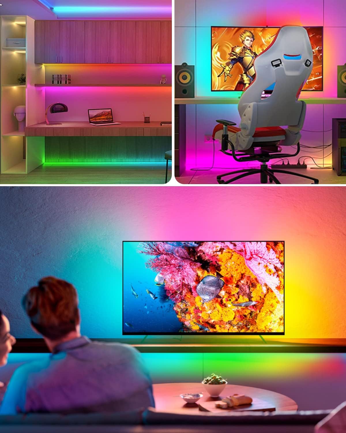 Thumbnail 6 de DAYMEET Retroilluminazione LED 3M USB per TV 32-60 Pollici – Striscia RGBIC con telecomando, Bluetooth e app