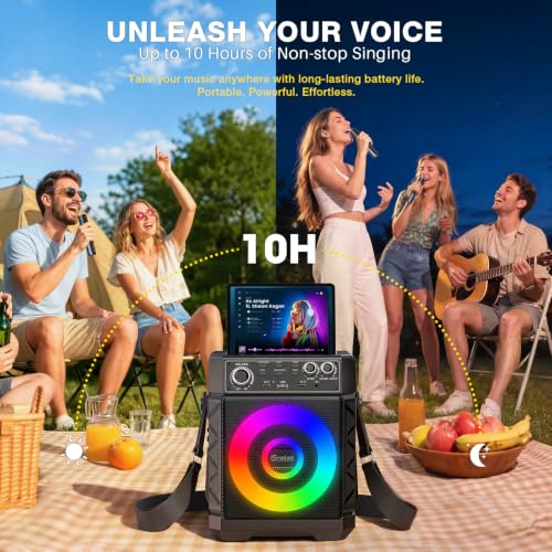 Detalle 2 de Gralal Karaoke Machine with 2 Wireless Microphones, 20W Speaker & Disco Lights
