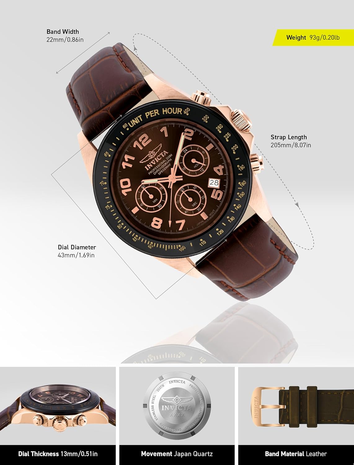 Thumbnail 2 de Invicta Speedway 10712 Marrone: Orologio da uomo al quarzo, 43 mm