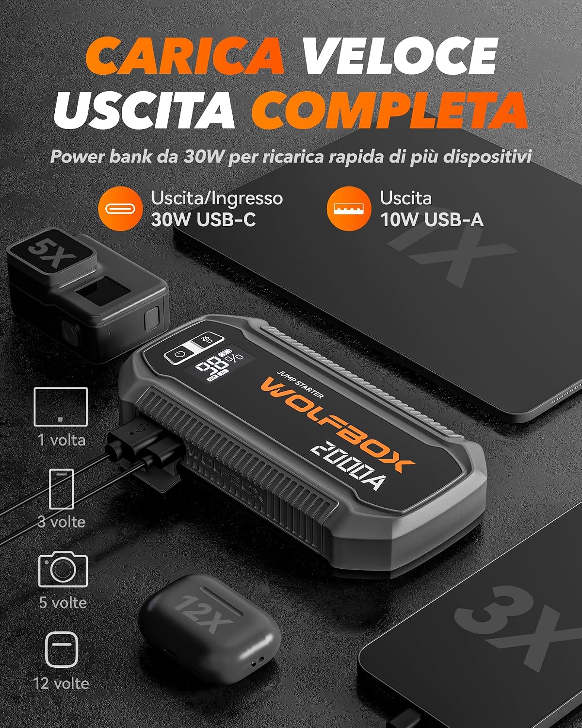 Detalle de WOLFBOX Booster Avviamento 2000 A portatile