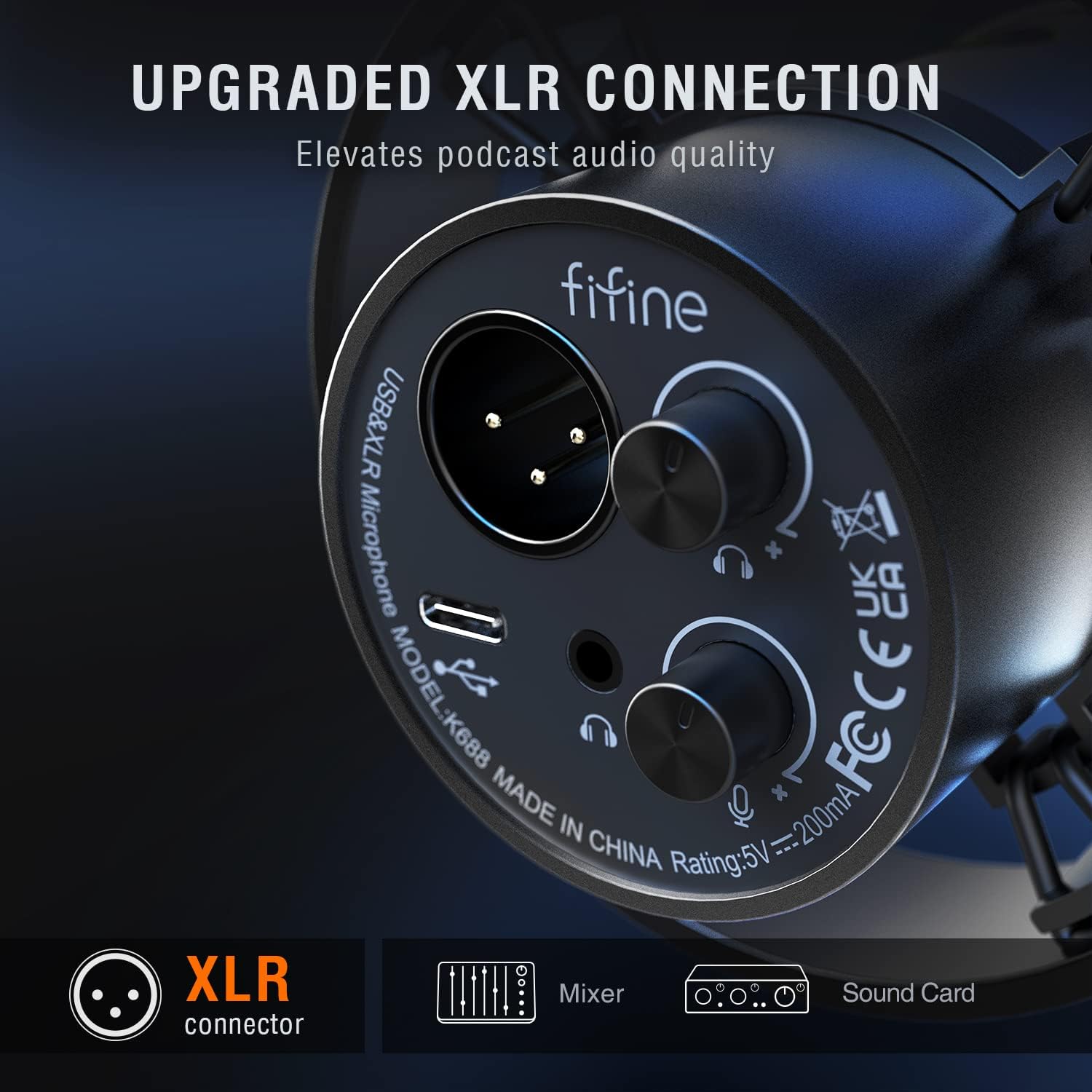 Detalle de FIFINE XLR Studio: Microfono Dinamico per Podcasting e Streaming – XLR/USB (Cardioide)