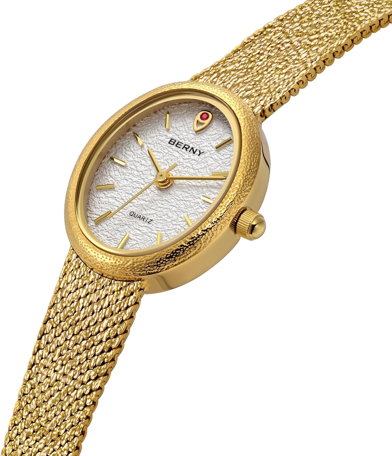 Thumbnail 1 de BERNY Damen Gold ovale Armbanduhr mit Quarzwerk, 3ATM wasserdicht – leicht & elegant