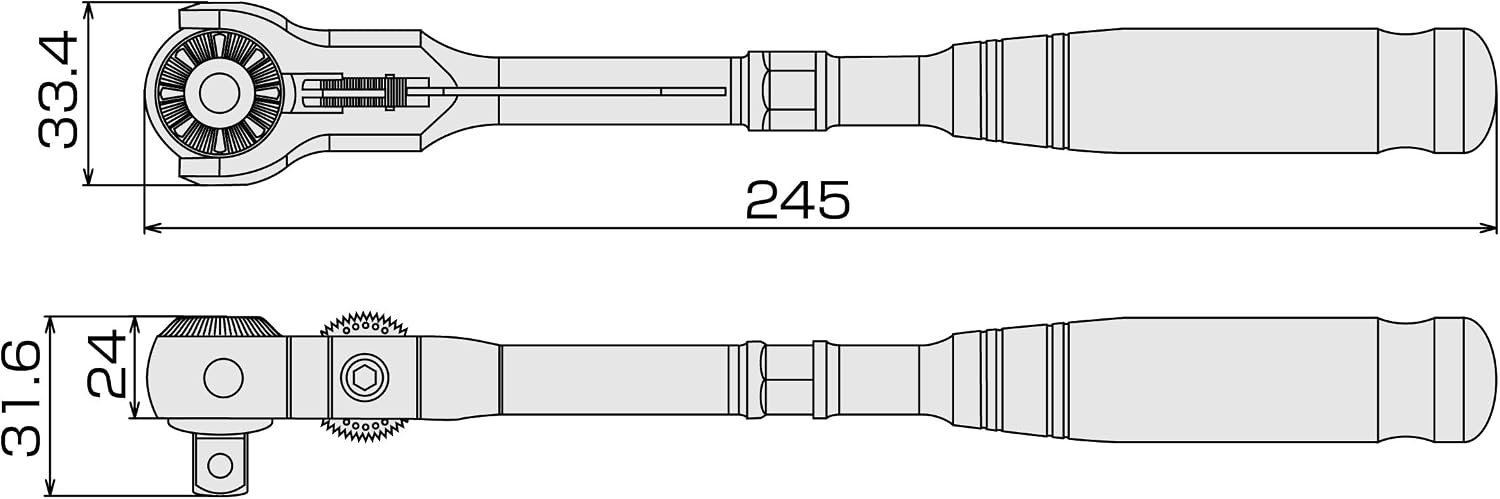 Detalle 1 de トネ(TONE) RH3VHW スイベルラチェットハンドル 9.5mm 角度調整式