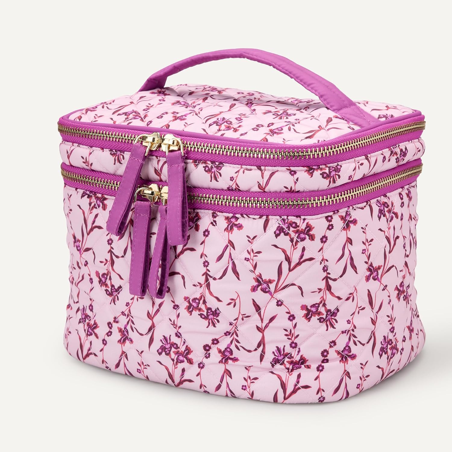 Detalle de Amazon Essentials Damen gesteppt Multifunktionale Kosmetiktasche mit Pinsel Fächern – Organizer für Schminktisch & Reise
