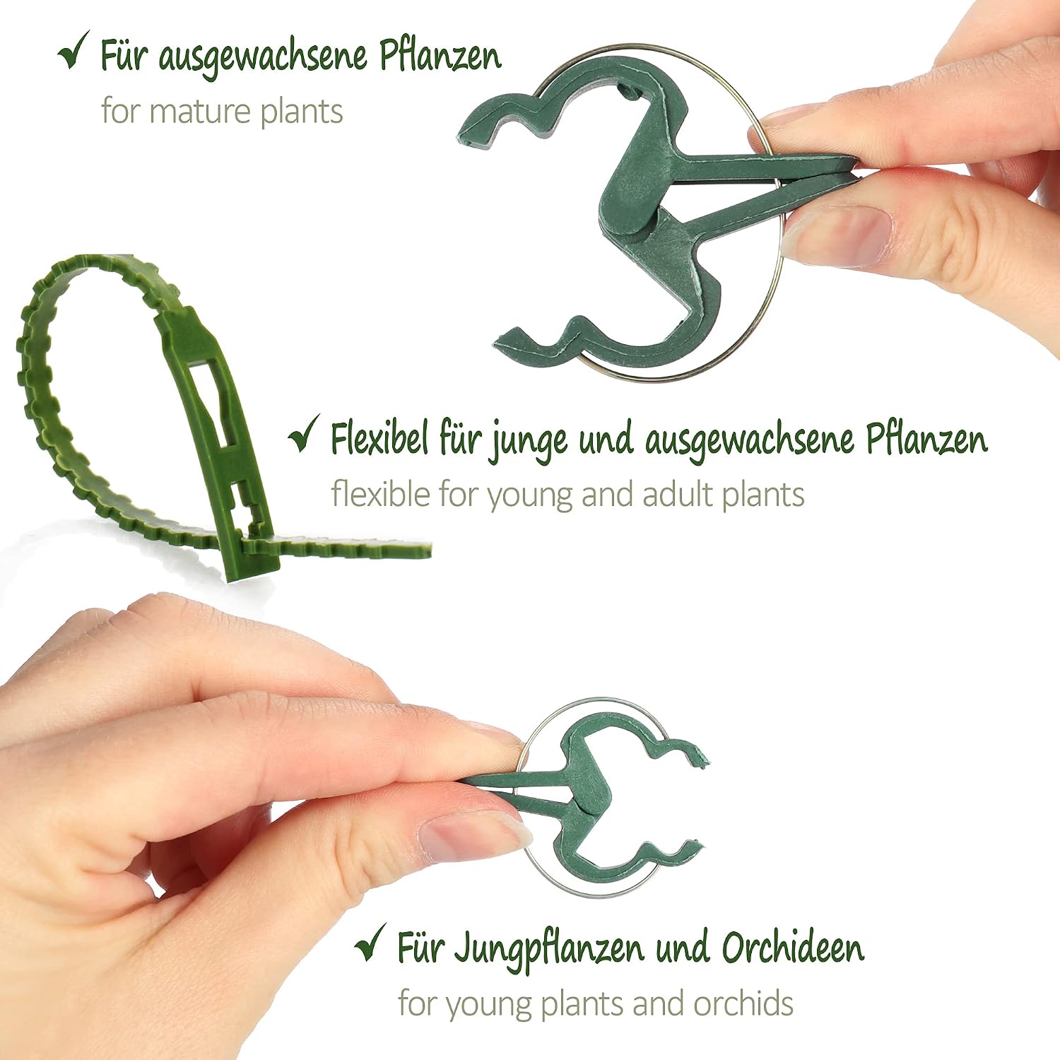 Thumbnail 3 de COM-FOUR 60x Morsetti per Piante di Grandi Dimensioni – 060 pezzi, 6x4,5 cm, verde
