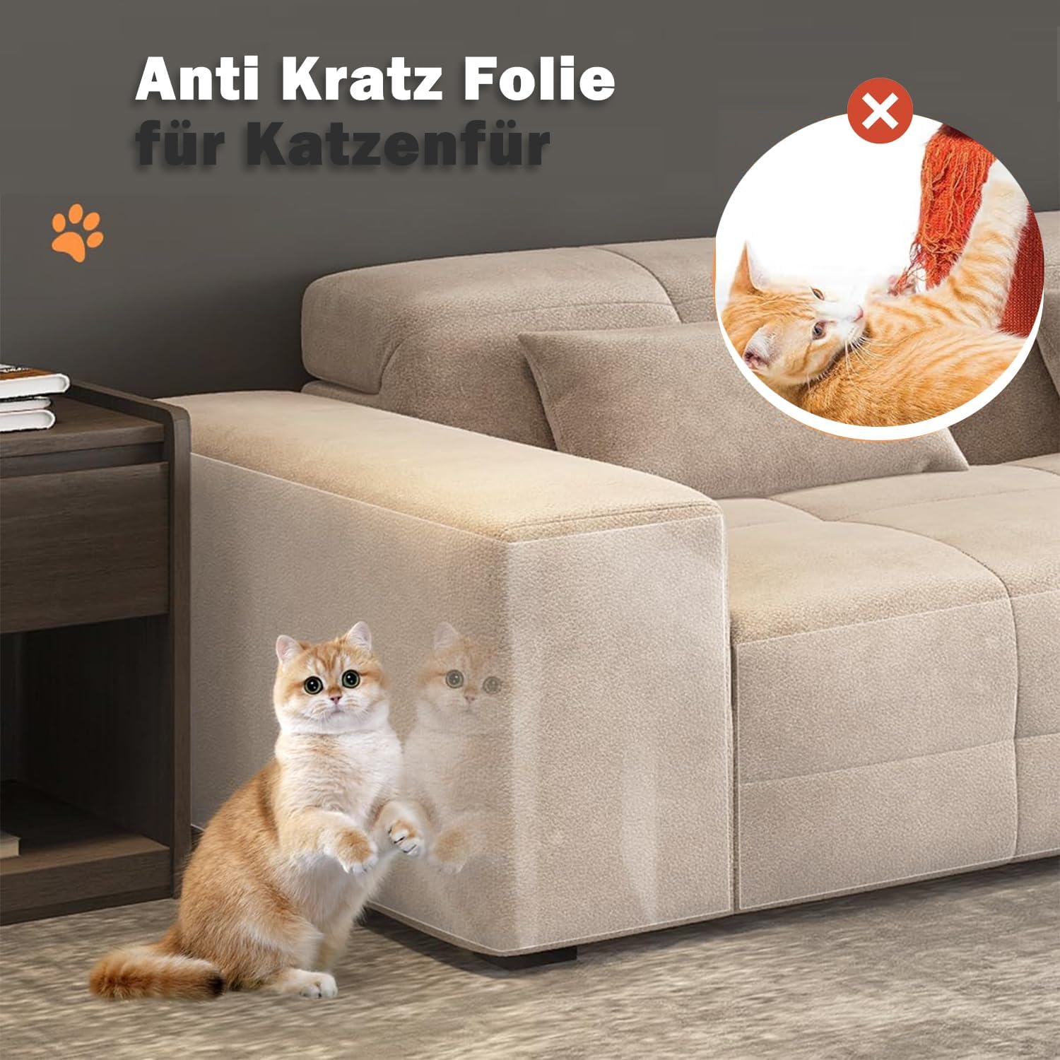 Thumbnail 6 de Cat Scratch Sticky Paws Tape 11.8" x 118" — Transparent Furniture Protector for Cats