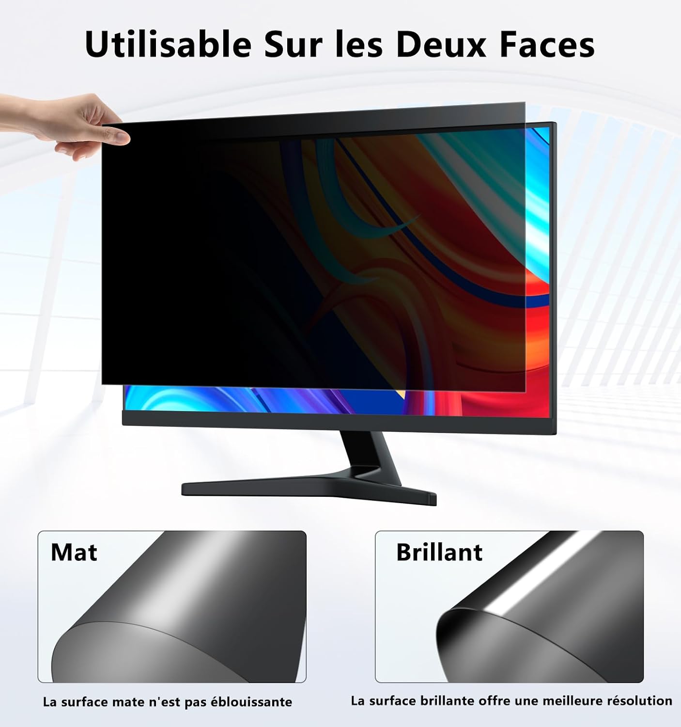 Detalle 2 de PYS Filtre de confidentialité pour écran PC 24 pouces 16:9 (anti-espion, anti-lumière bleue, amovible)