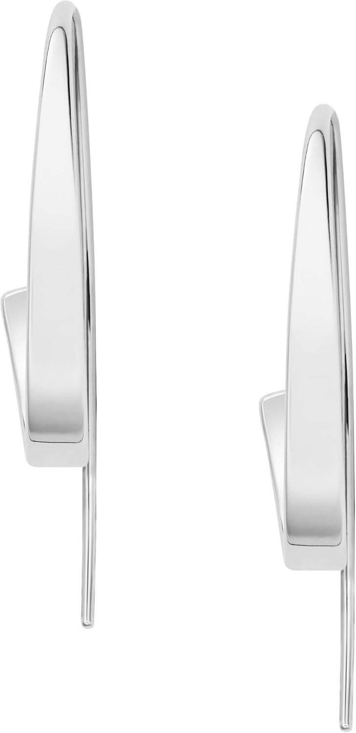 Detalle de Skagen Damen Ohrringe Silberfarbener Edelstahl mit Hakenverschluss – 39 mm Tragelänge