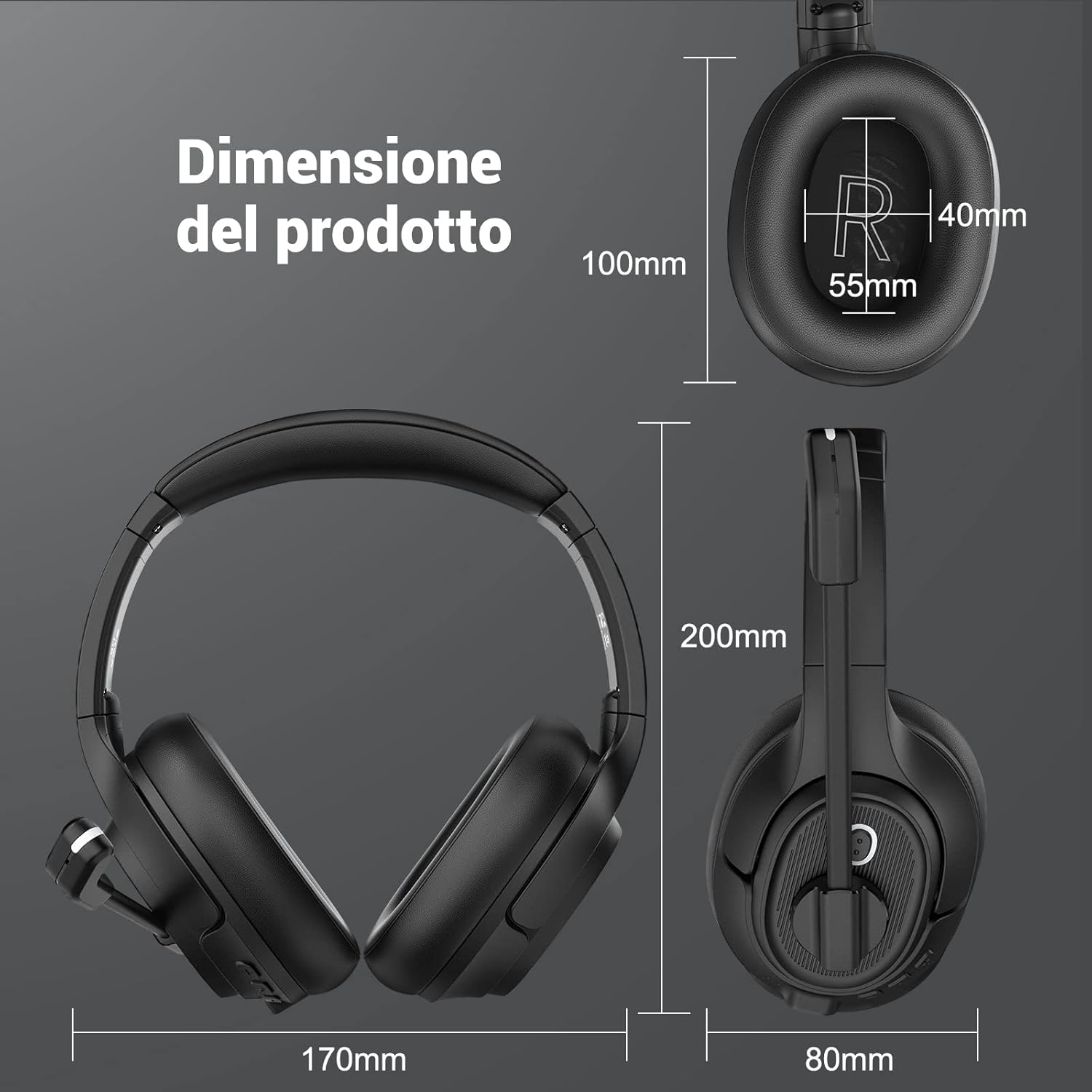 Thumbnail 6 de EKSA Cuffie Bluetooth con microfono Adattatore USB