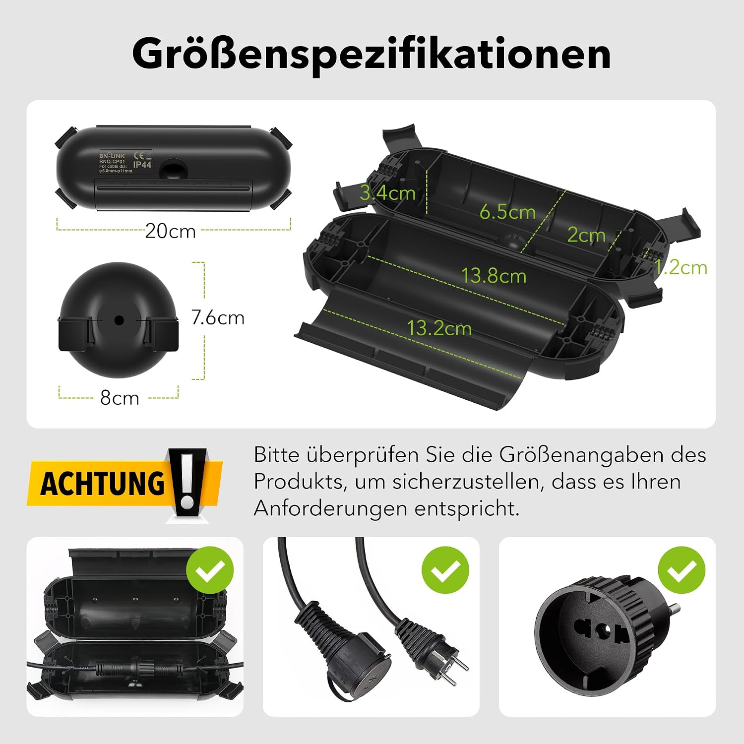 Detalle 2 de BN-LINK Outdoor IP44 Kabelbox 20 x 8 x 7,6 cm