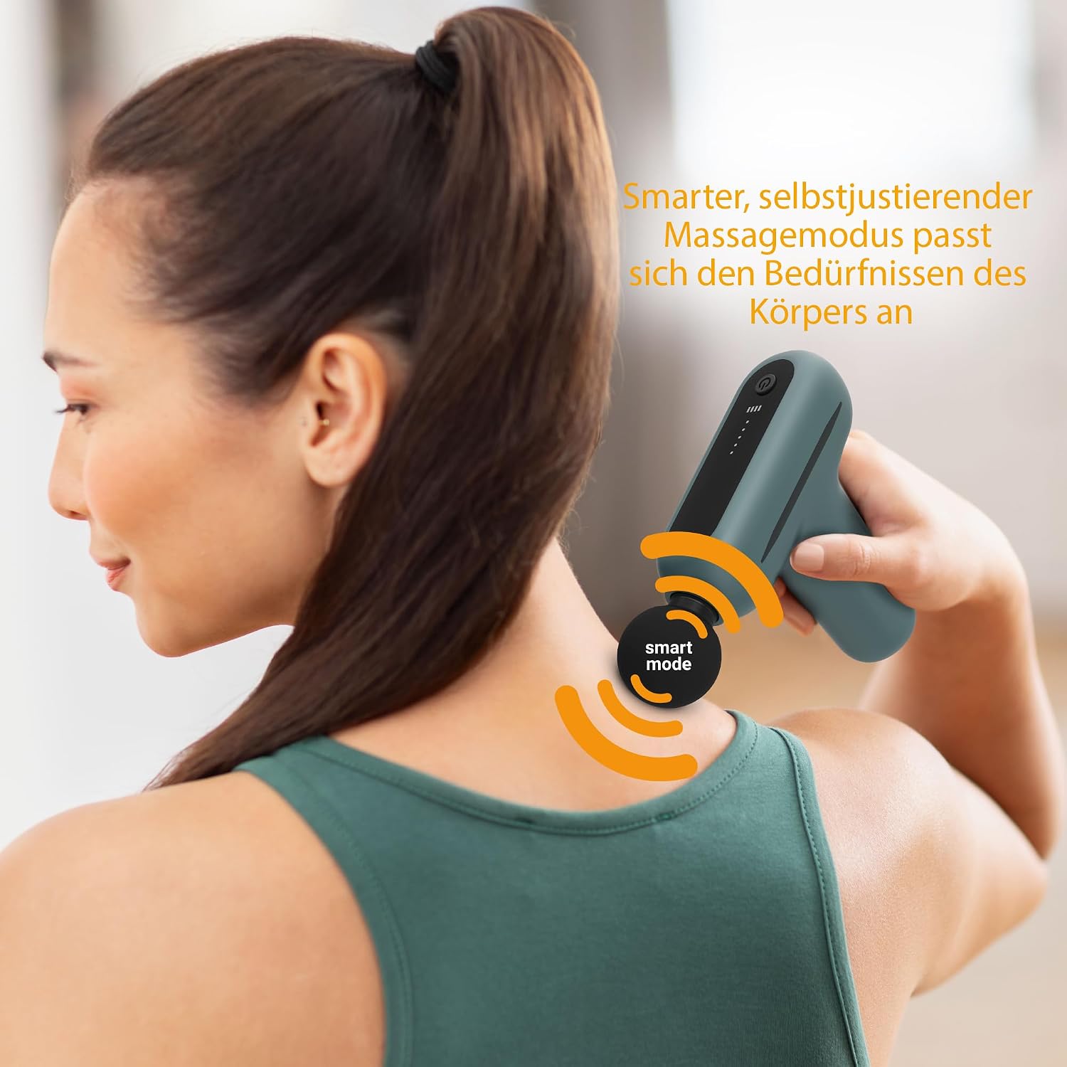 Detalle de Medisana MG 200 Massagepistole mit Smart-Modus, 4 Aufsätzen und 5 Intensitätsstufen