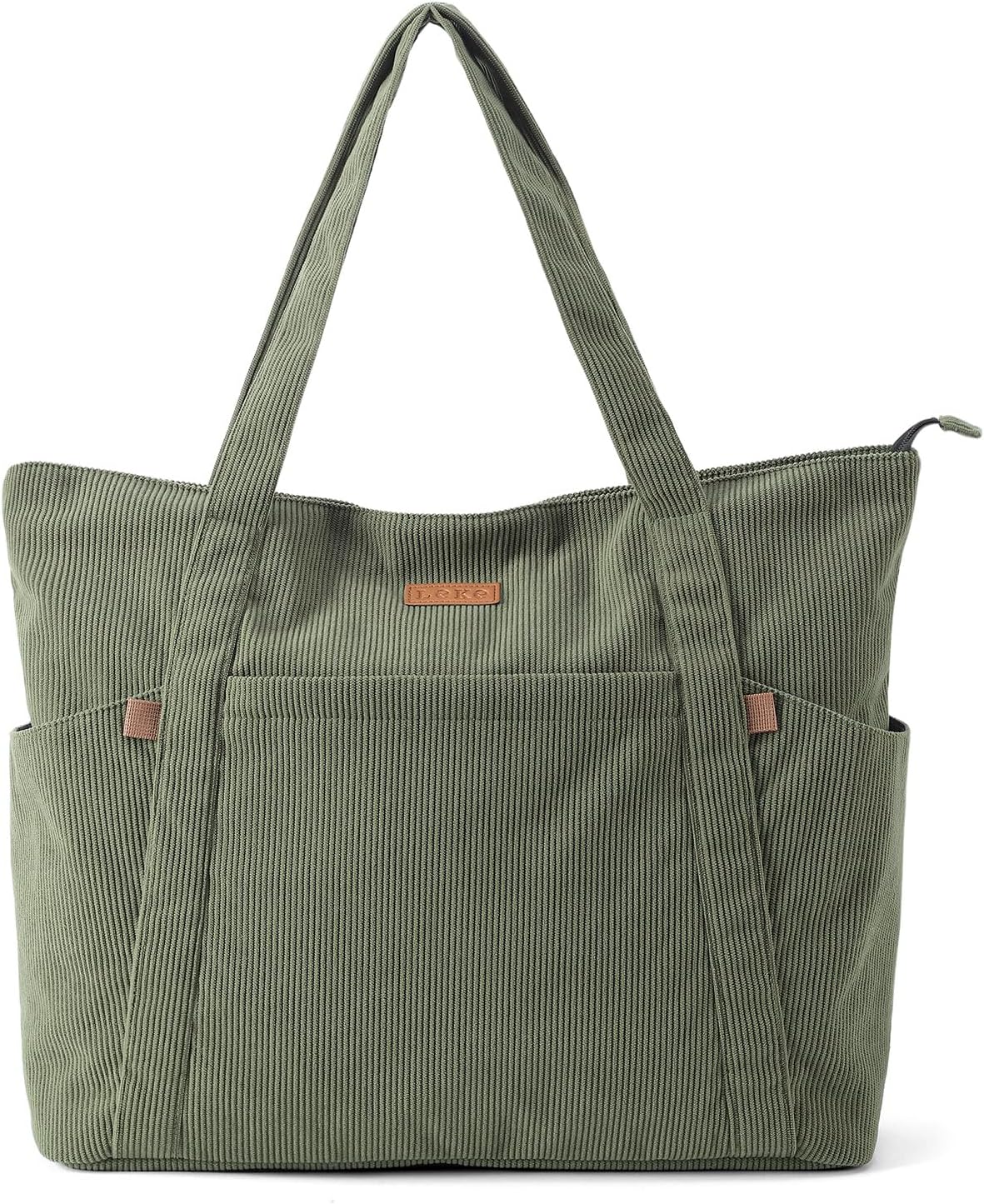 Thumbnail 6 de Lekespring Cord Tasche Damen – große Tote Bag mit Reißverschluss und 15,6-Zoll-Laptopfach (Rosa)