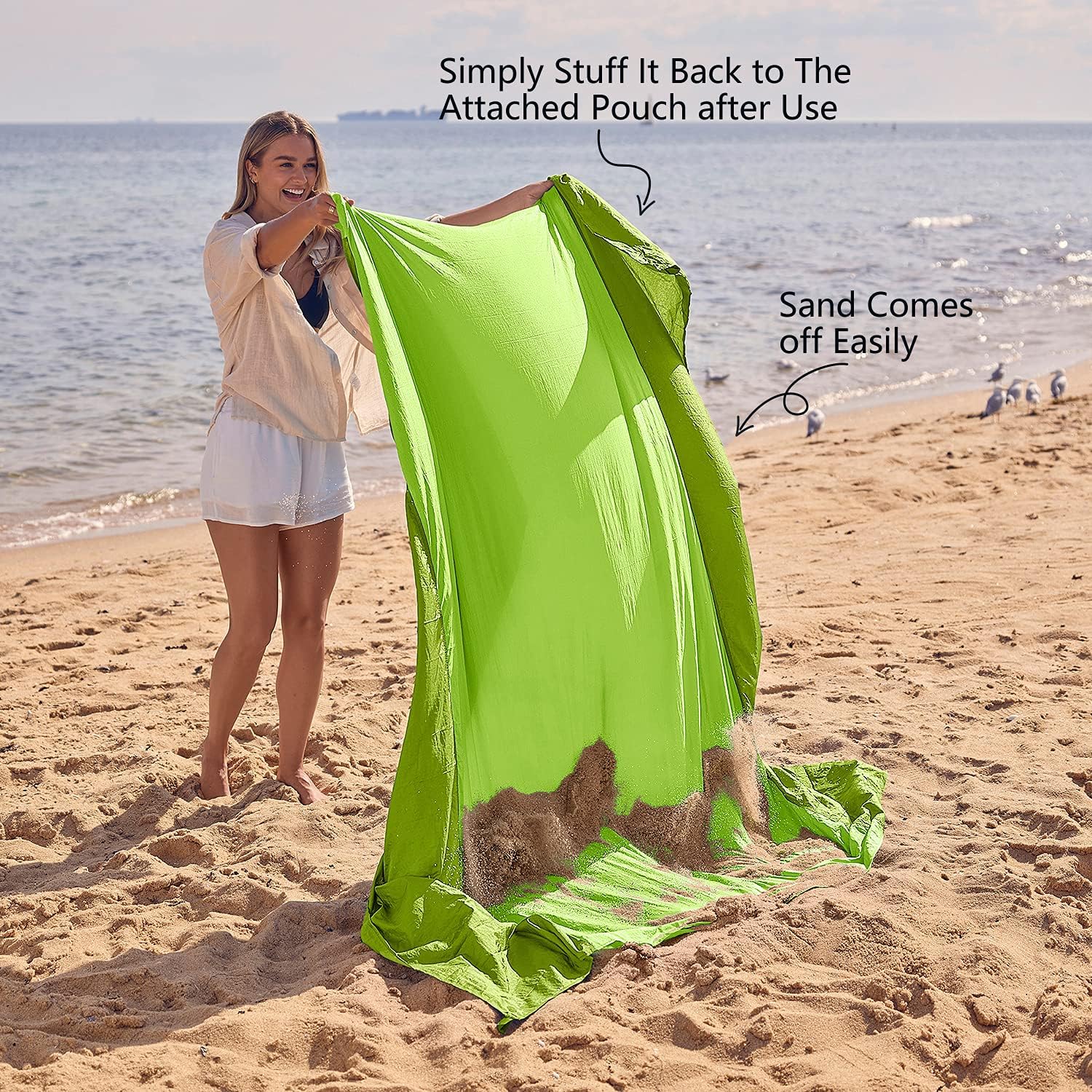 Thumbnail 4 de WEKAPO Sandproof Waterproof Beach Blanket (Extra Large, Ripstop Nylon) with Stakes
