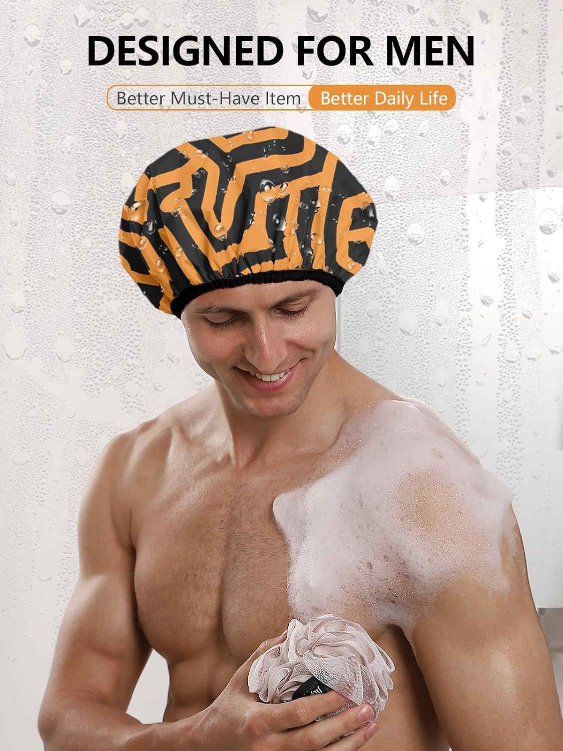 Detalle 2 de Years calm YC-GS-NY Men’s Reusable Shower Cap, Waterproof Dual-Layer