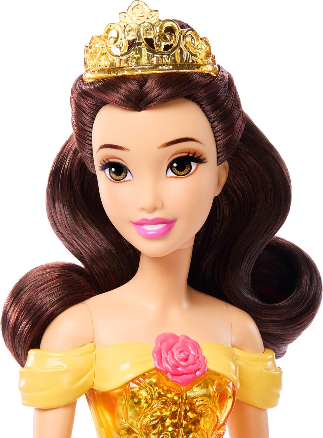 Detalle de Poupée Belle articulée Mattel Princesses Disney HLW11 avec tenue scintillante, diadème et chaussures amovibles