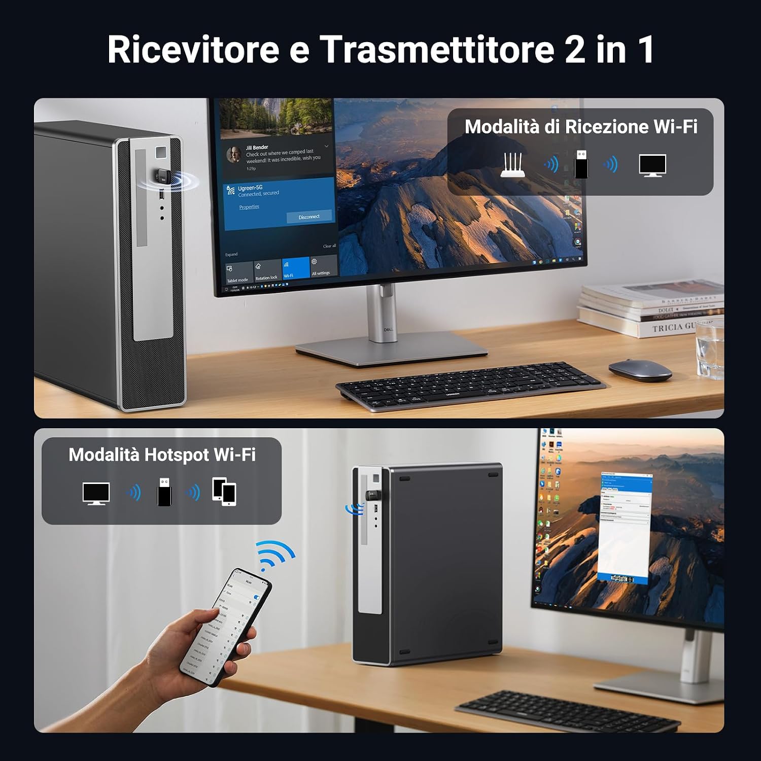 Detalle 2 de UGREEN Adattatore WiFi 6 AX900Mbps USB 3.0 Dongle wireless