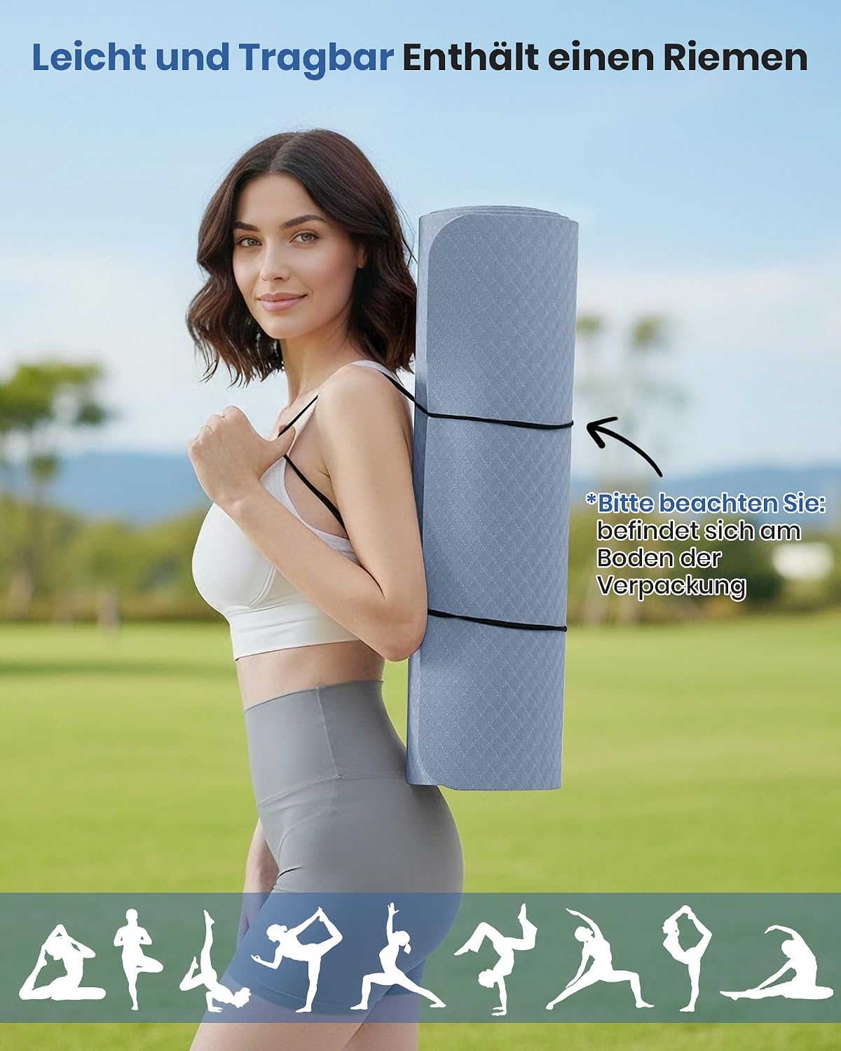 Thumbnail 6 de Narwhal Yogamatte rutschfest aus TPE – Fitnessmatte mit Tragegurt, 183 x 61 x 0,6 cm
