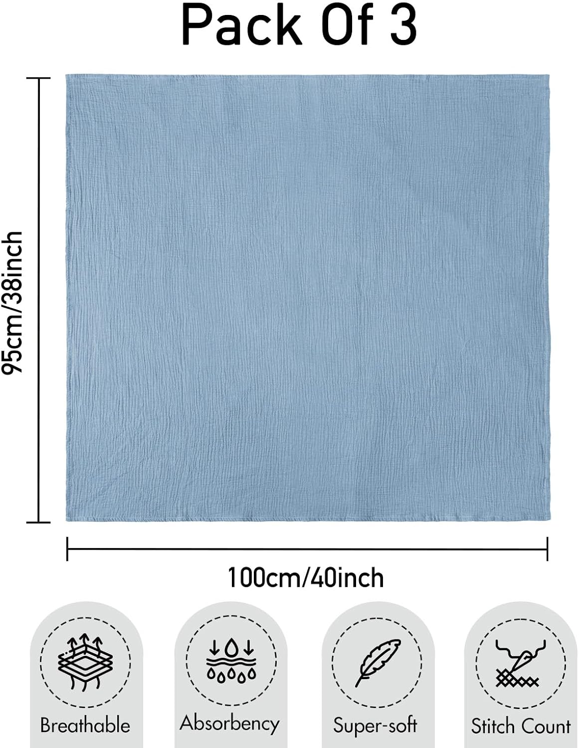 Thumbnail 1 de GLLQUEN BABY muslin swaddle blanket 95x100cm