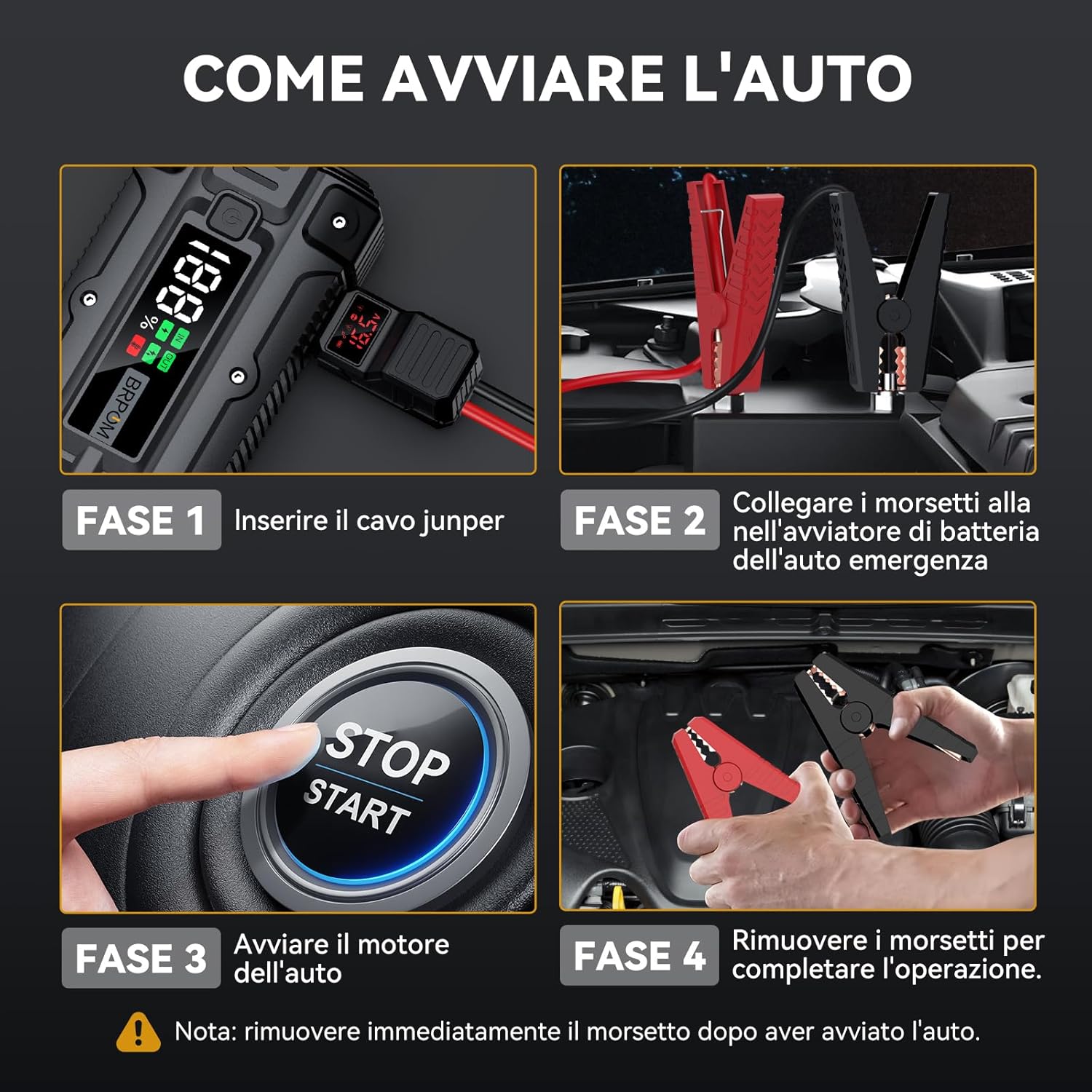 Thumbnail 6 de BRPOM Avviatore Batteria Auto BM502: 9000A di Avviamento d’Emergenza con Power Bank 26800 mAh