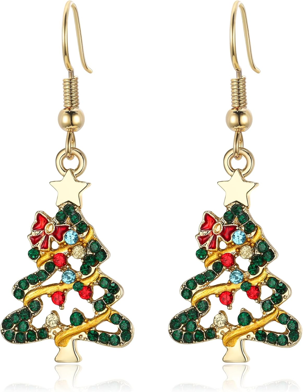 Thumbnail 5 de Clearine Femme boucles d’oreilles de Noël avec pendentif étoile/arbre – bijou délicat vintage pour fête et cadeau