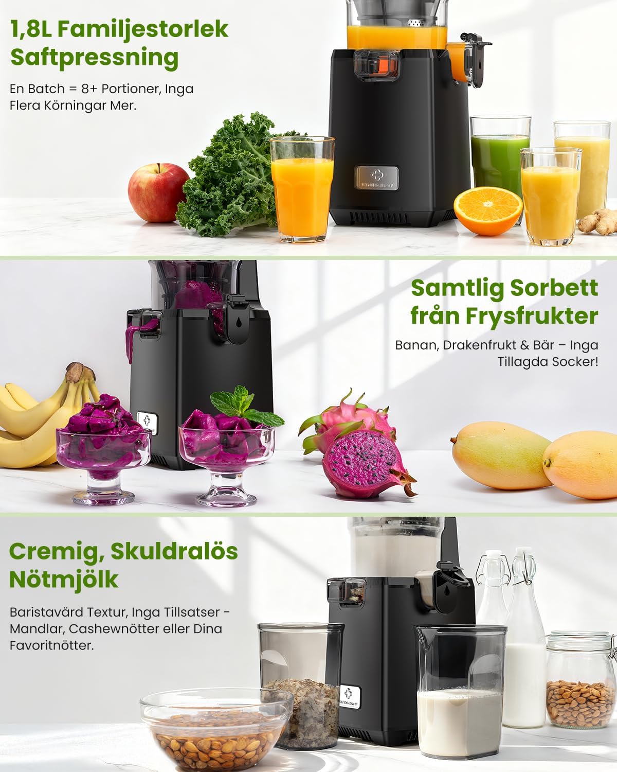Detalle de LINKChef slowjuicer, 130 mm inmatning, 1,8 l och 250 W