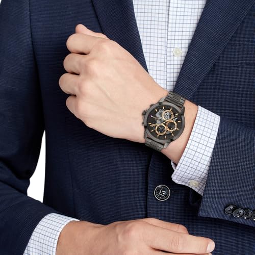 Detalle de Tommy Hilfiger Reloj Analógico Multifunción para Hombre 44 mm, Acero Gris 1710479