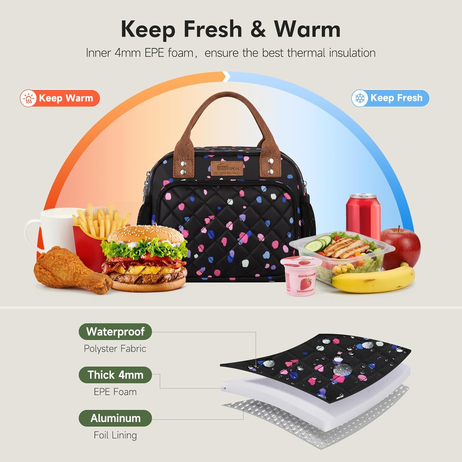 Thumbnail 3 de HOMESPON insulated lunch bag 11.4 x 6.5 x 8.3