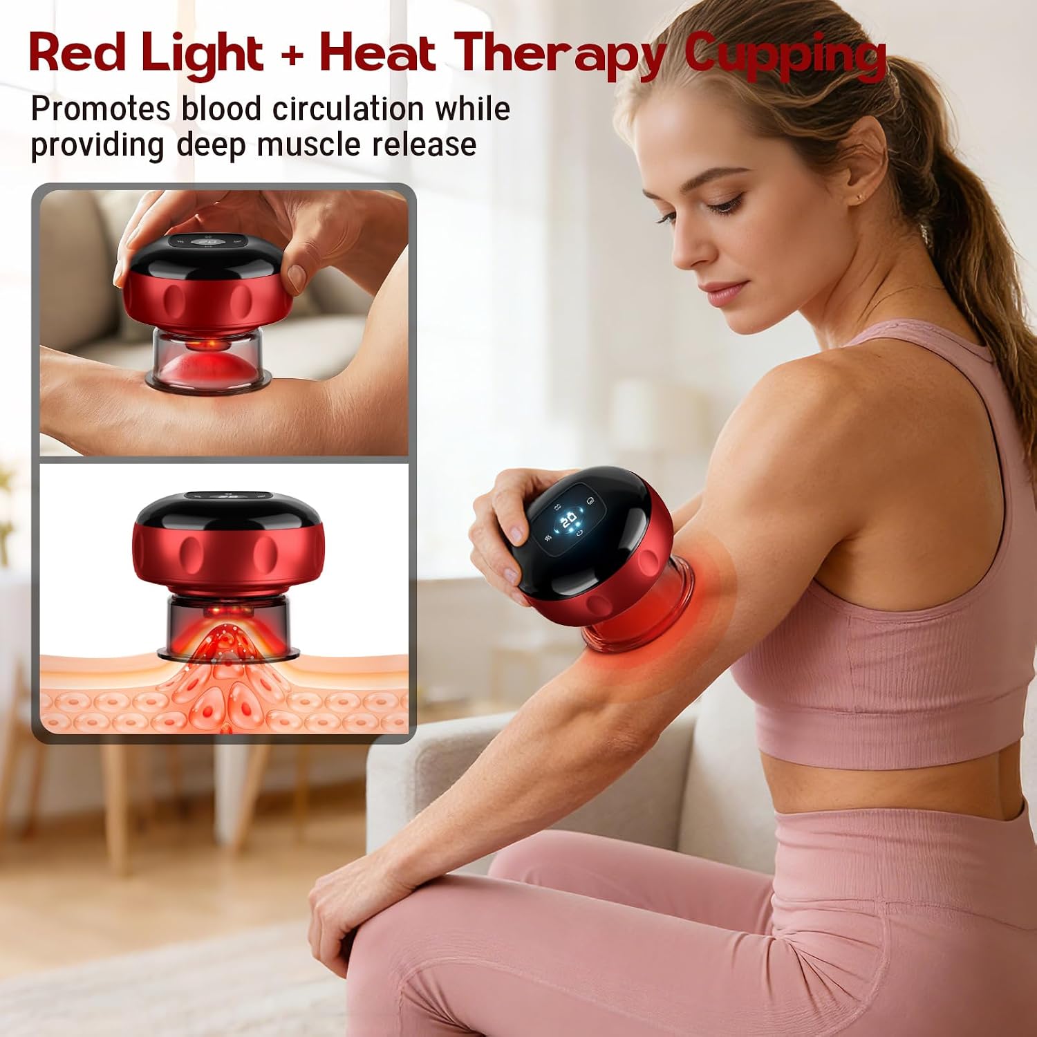 Thumbnail 1 de 2 Pack Smart Cupping Therapy Massager (7-in-1) with Red Light & Heat, 12 Suction Levels and 12 Heat Levels