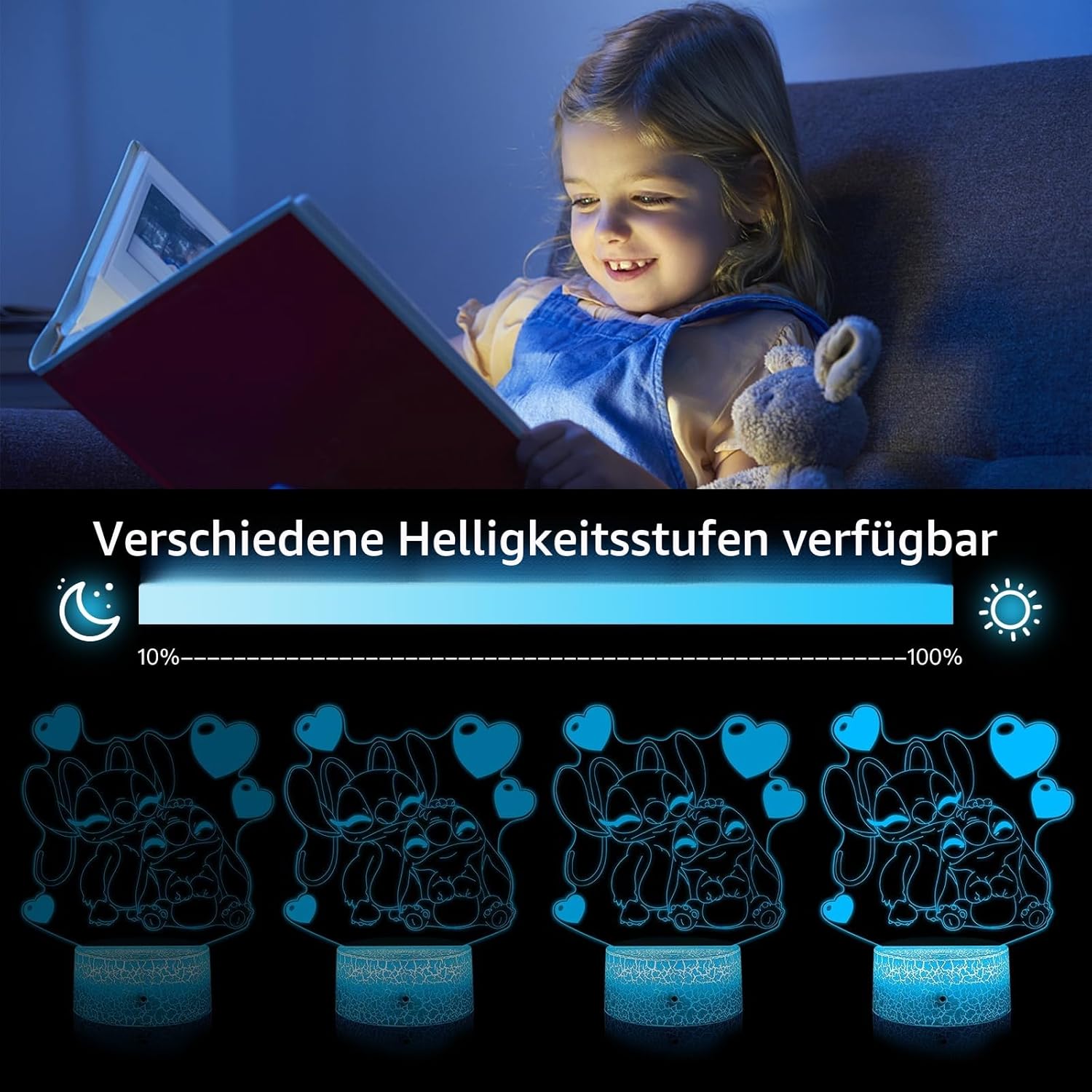 Detalle 2 de Eygerur Stitch Lampe 3D LED Nachtlicht