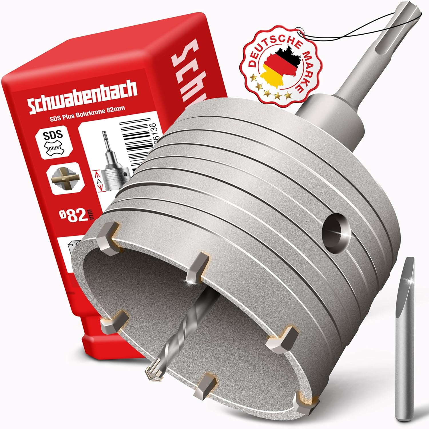 SCHWABENBACH® Corona a tazza SDS Plus 82 mm con punta di centraggio (profondità 50 mm)