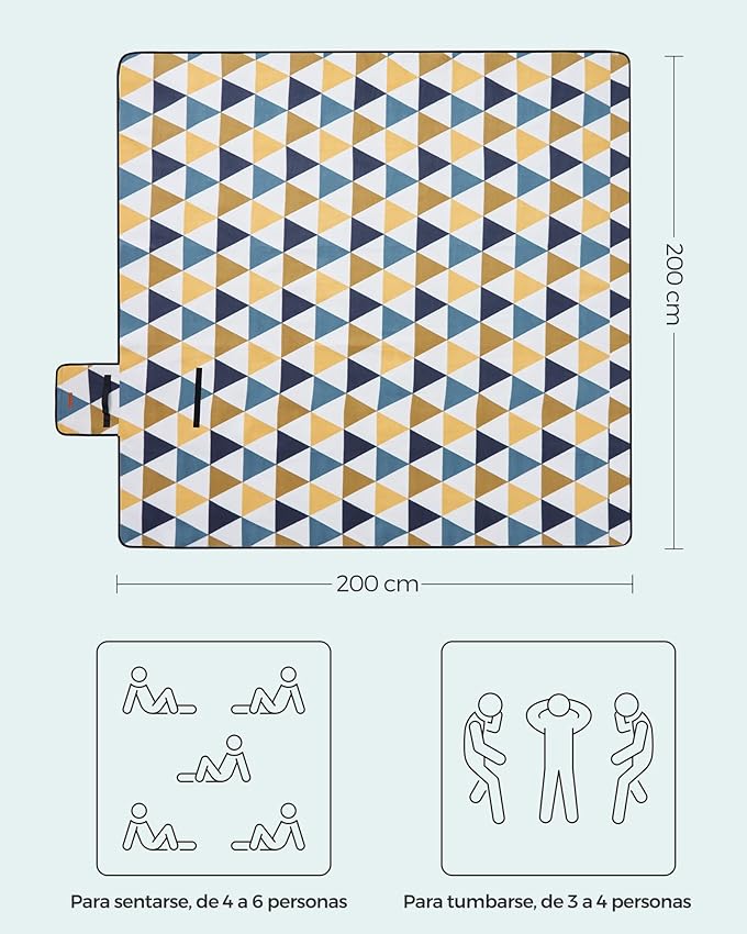 Thumbnail 2 de SONGMICS Manta de Picnic Impermeable 200x200 cm