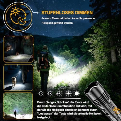 Thumbnail 3 de BEYSTE Taschenlampe LED Aufladbar 1000000 Lumen Extrem Hell – kompakt, flexibel, robust