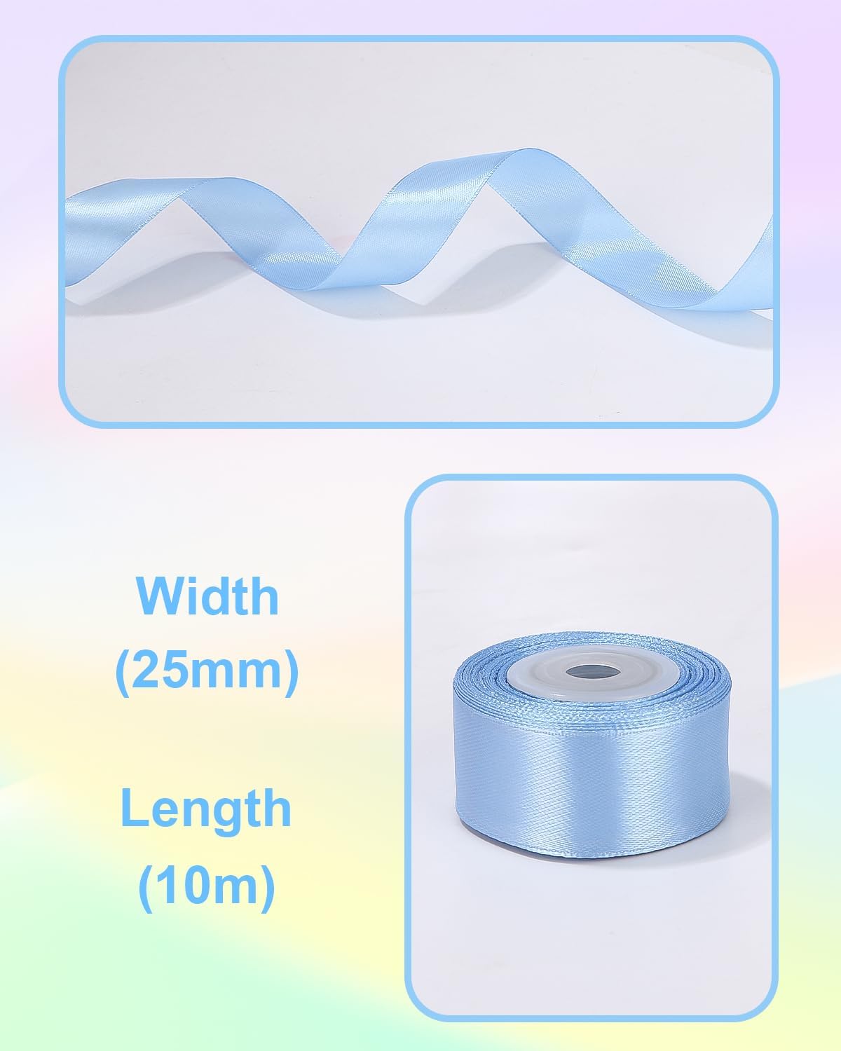 Detalle 2 de Huifoo satinband, 12 färger i polyester, 25 mm x 10 m per rulle