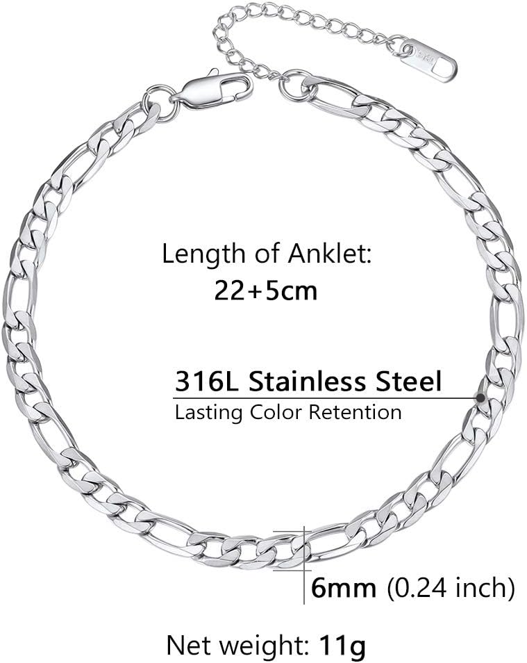 Thumbnail 3 de PROSTEEL Cavigliera a catena regolabile in acciaio 316L, set impilabili estetica tricolore